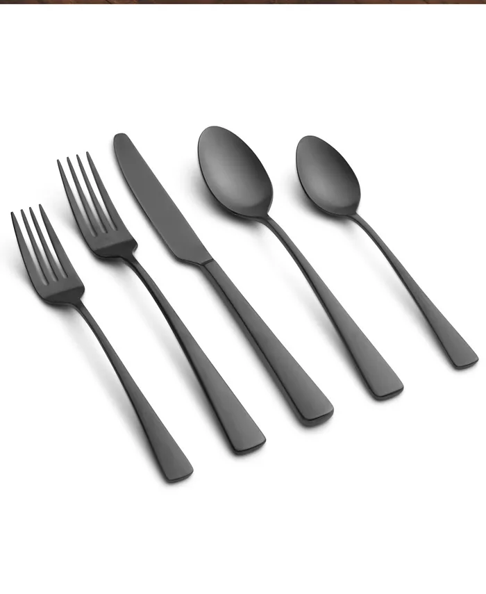 Cambridge Silversmiths Cerys Black Satin 20-Piece Flatware Set， Service for 4 - Mycitystee