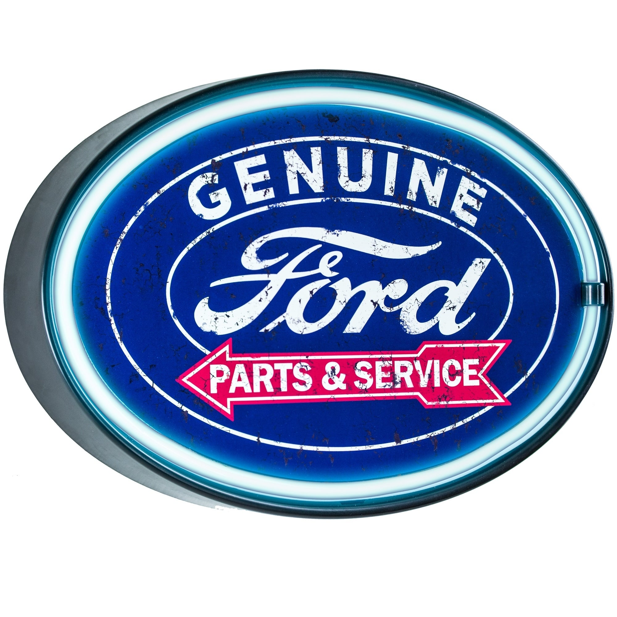 American Art Decor Vintage Ford Oval Shaped LED Light Up Sign Wall Decor for Man Cave Bar Garage - Blue - Medium - Mycitystee
