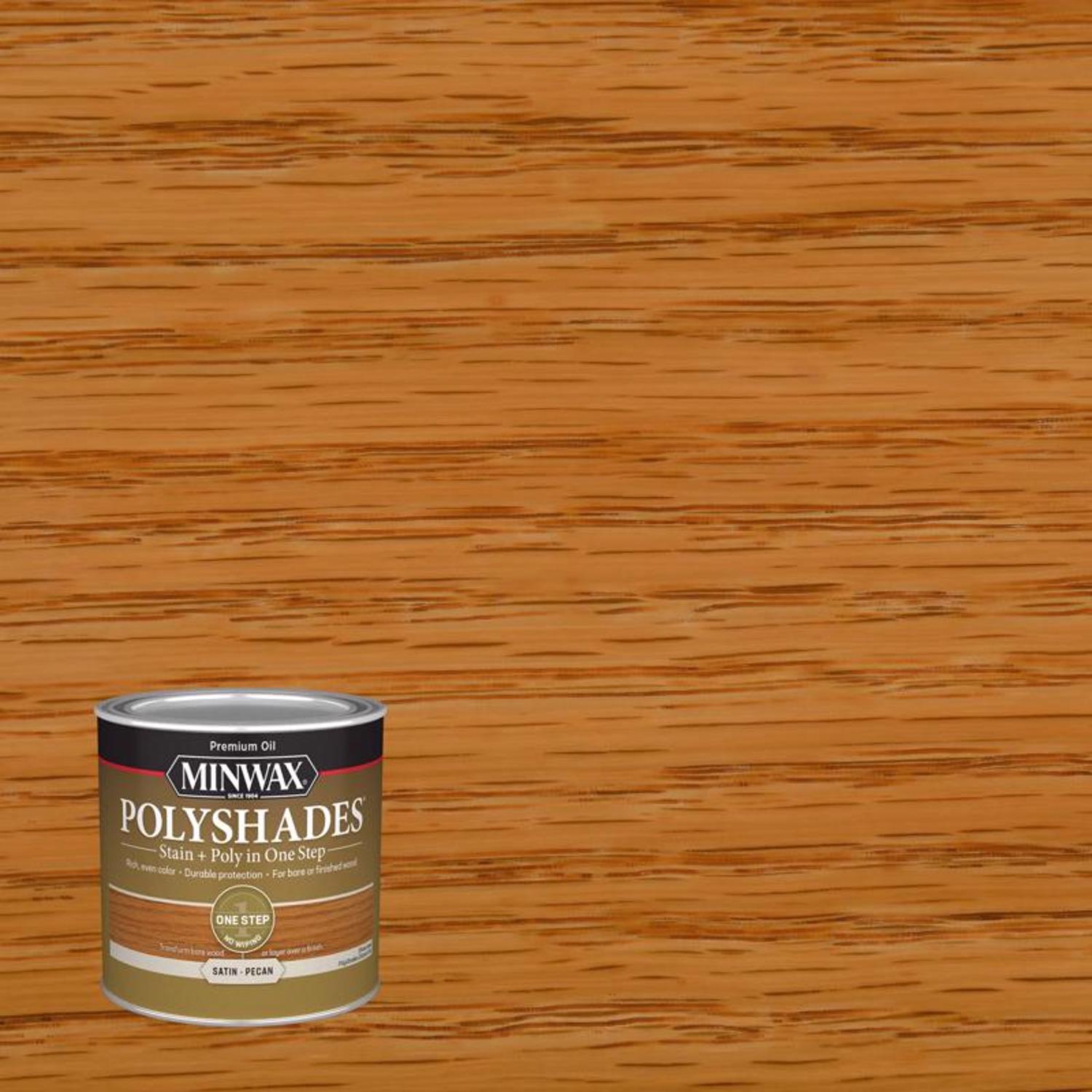 Minwax PolyShades Semi-Transparent Satin Pecan Oil-Based Stain/Polyurethane Finish 0.5 pt - Mycitystee