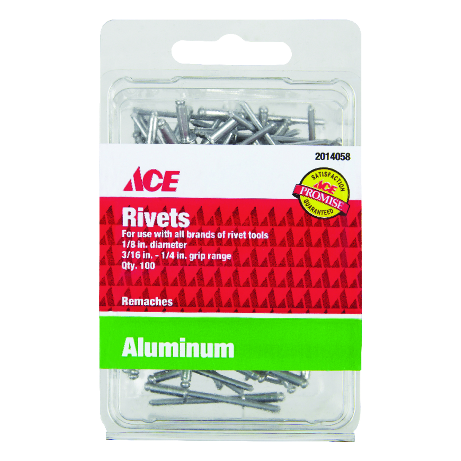 Ace 1/8 in. D X 3/16 in. Aluminum Rivets Silver 100 pk - Mycitystee