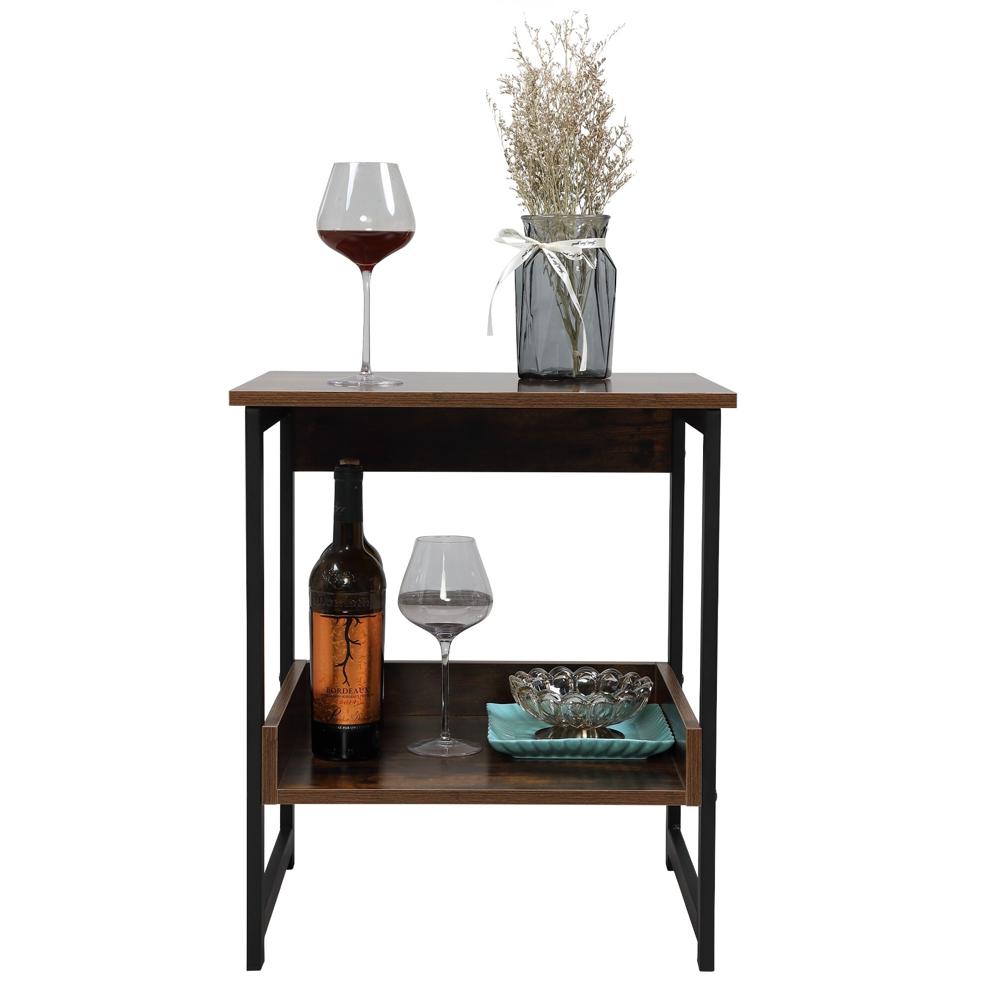 Modern Retro Coffee Table and Simple End Table for Living Room - 19.7*15.7*22.8 - Mycitystee