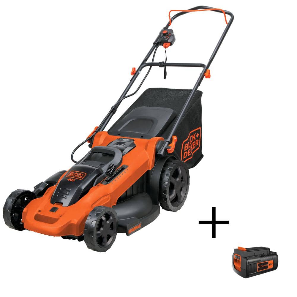 BLACK+DECKER 40V MAX 20 in. Battery Powered Walk Behind Push Lawn Mower with (3) 2Ah Batteries & Charger CM2043CLBX2040 - Mycitystee