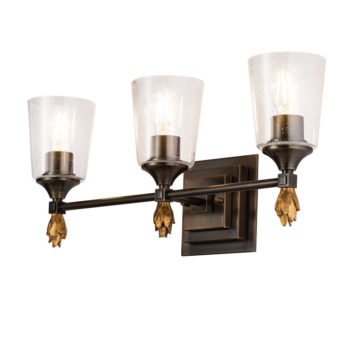 Vetiver 3 Light Bath Vanity Light in Dark Bronze with Gold Accents - Mycitystee