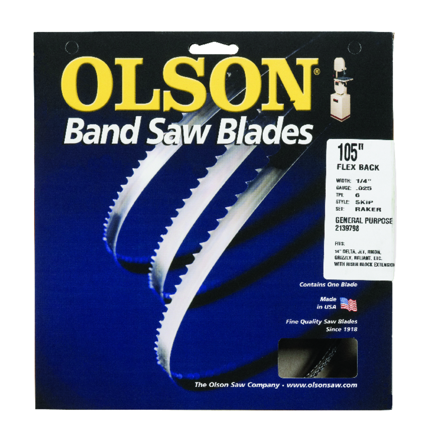 Olson 105 in. L x 0.25 in. W x 0.025 in. thick Carbon Steel Skip Teeth Band Saw Blade 6 TPI - Mycitystee