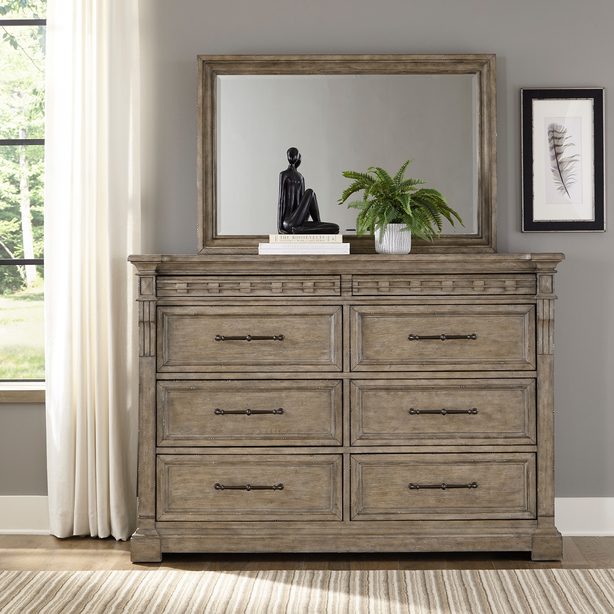 Town and Country Dusty Taupe Dresser and Mirror - - 37066855 - Mycitystee