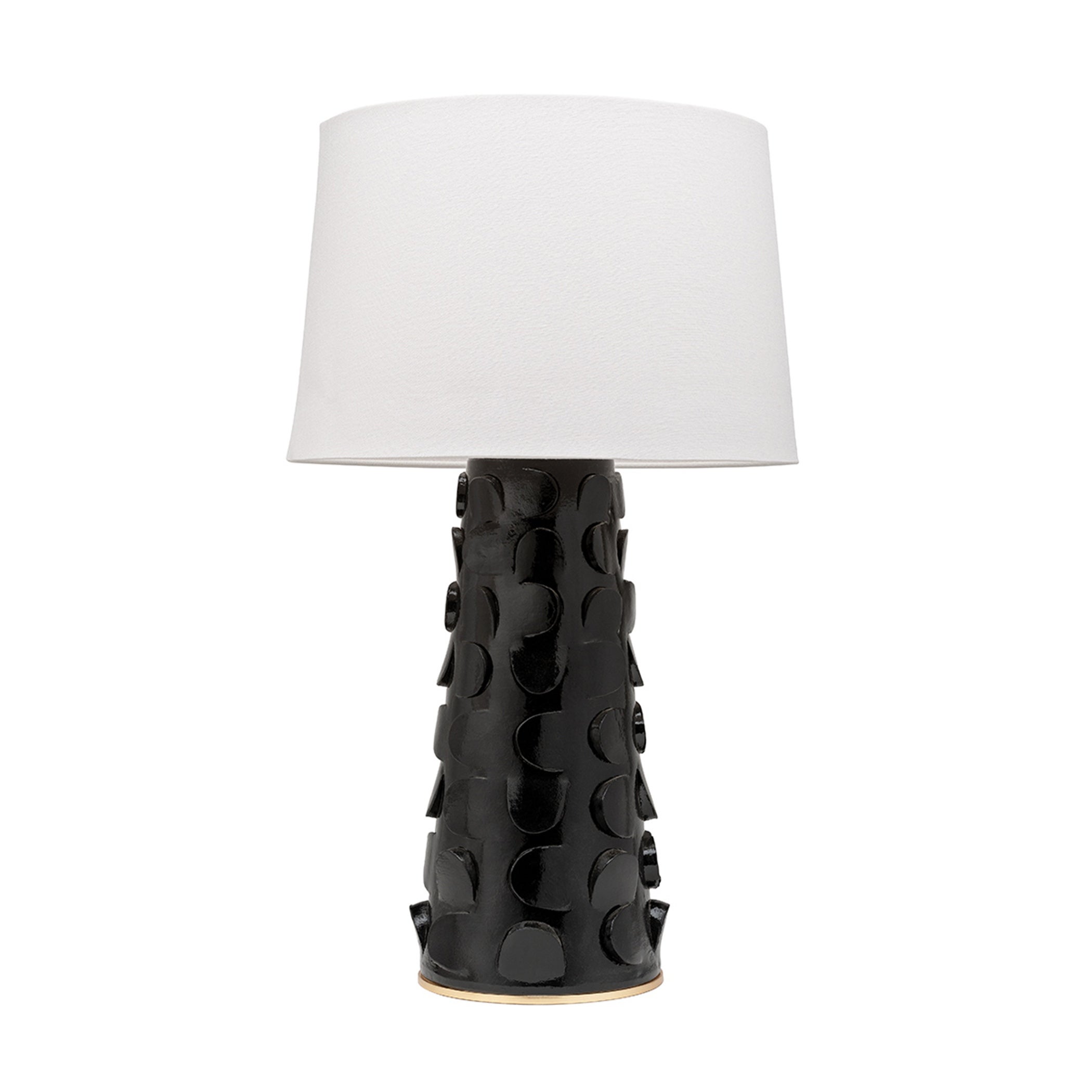 Mitzi by Hudson Valley Naomi 1-light Black Lustro and Gold Leaf Table Lamp， Off White Belgian Linen - Mycitystee