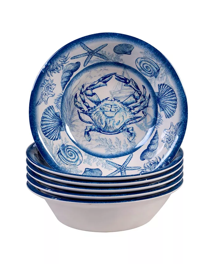 Certified International Oceanic Melamine 6-Pc. All Purpose Bowls - Mycitystee