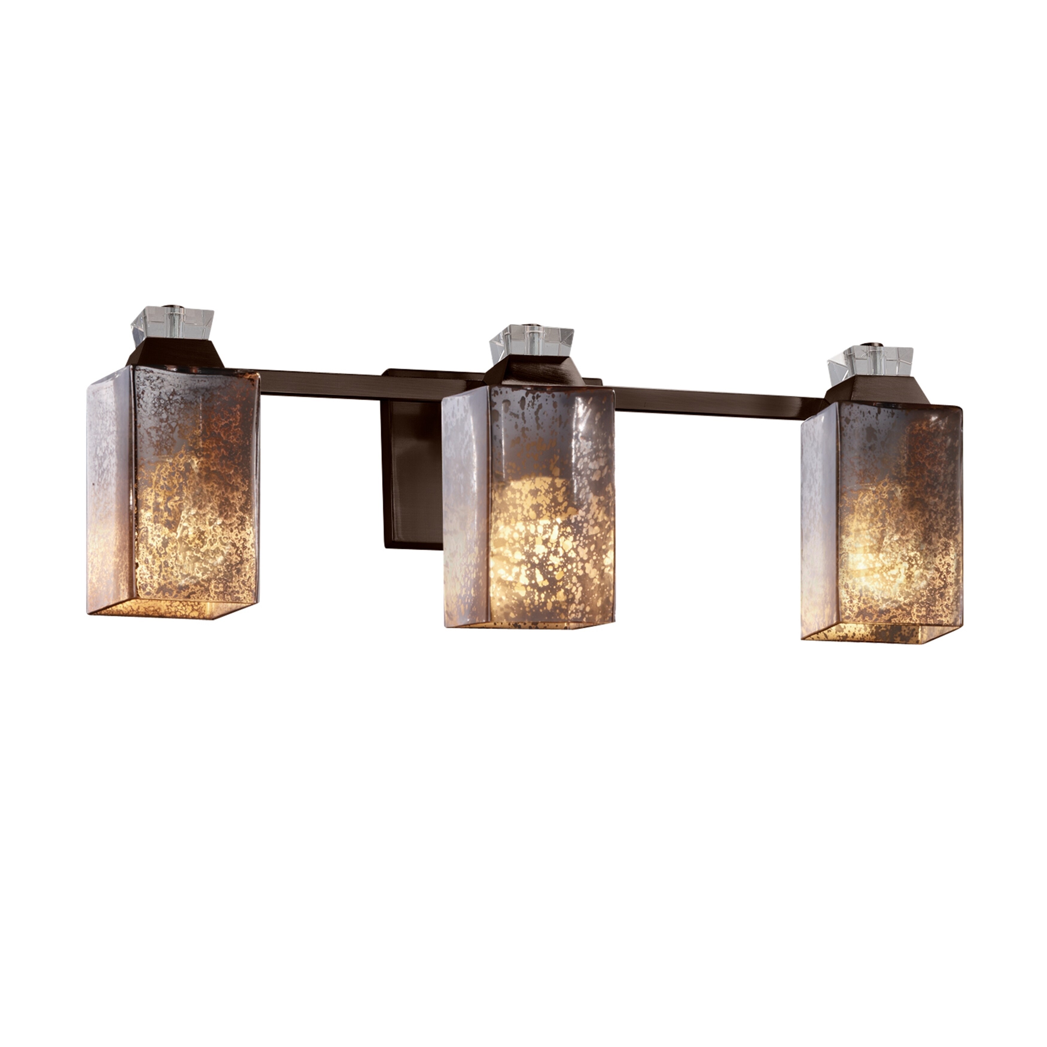 Justice Design Fusion Ardent 3-light Dark Bronze Bath Bar， Mercury Glass Square w/ Flat Rim Shade - Mycitystee