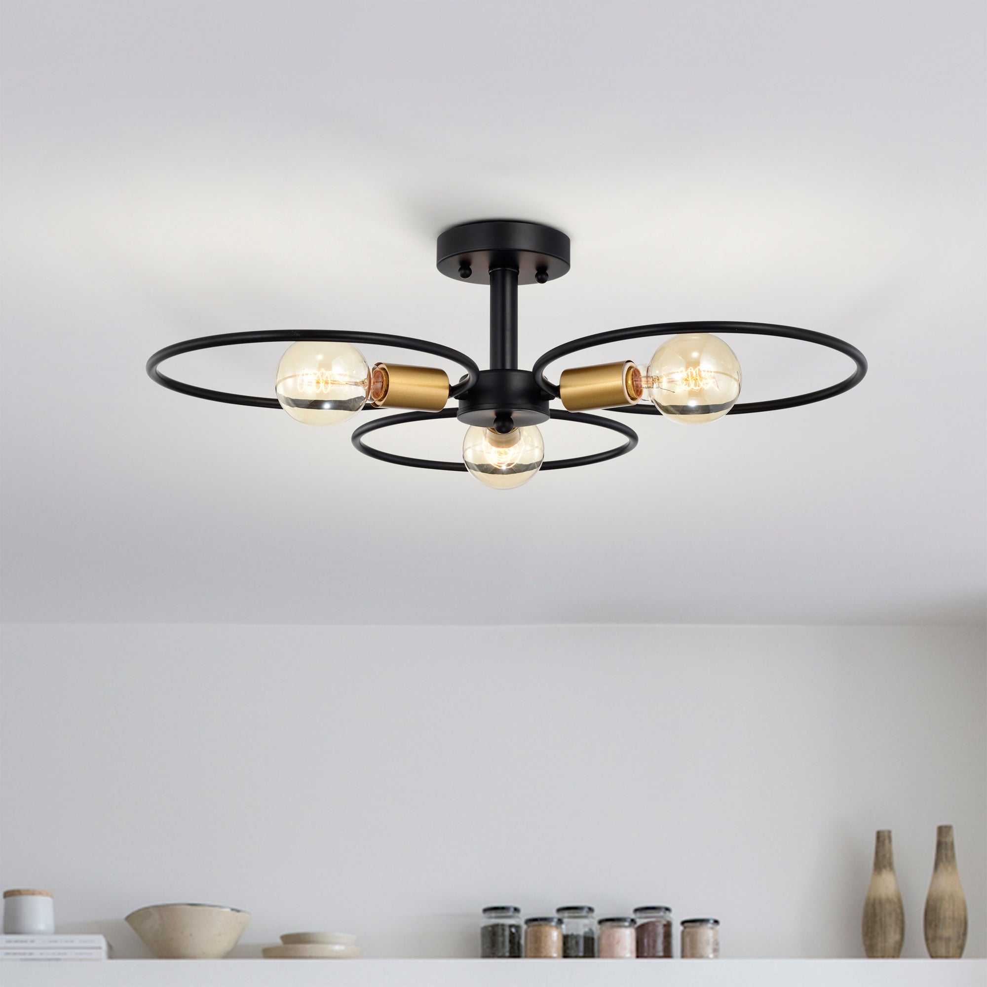 Lucina Semi Flush Mount Ceiling Light Matte Black Finish 3-Light - N/A - Mycitystee