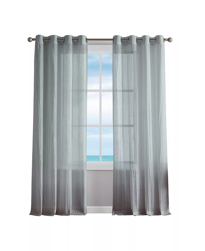 Nautica Cordelia Crushed Sheer Grommet Window Curtain Wide Panel Pair， 52