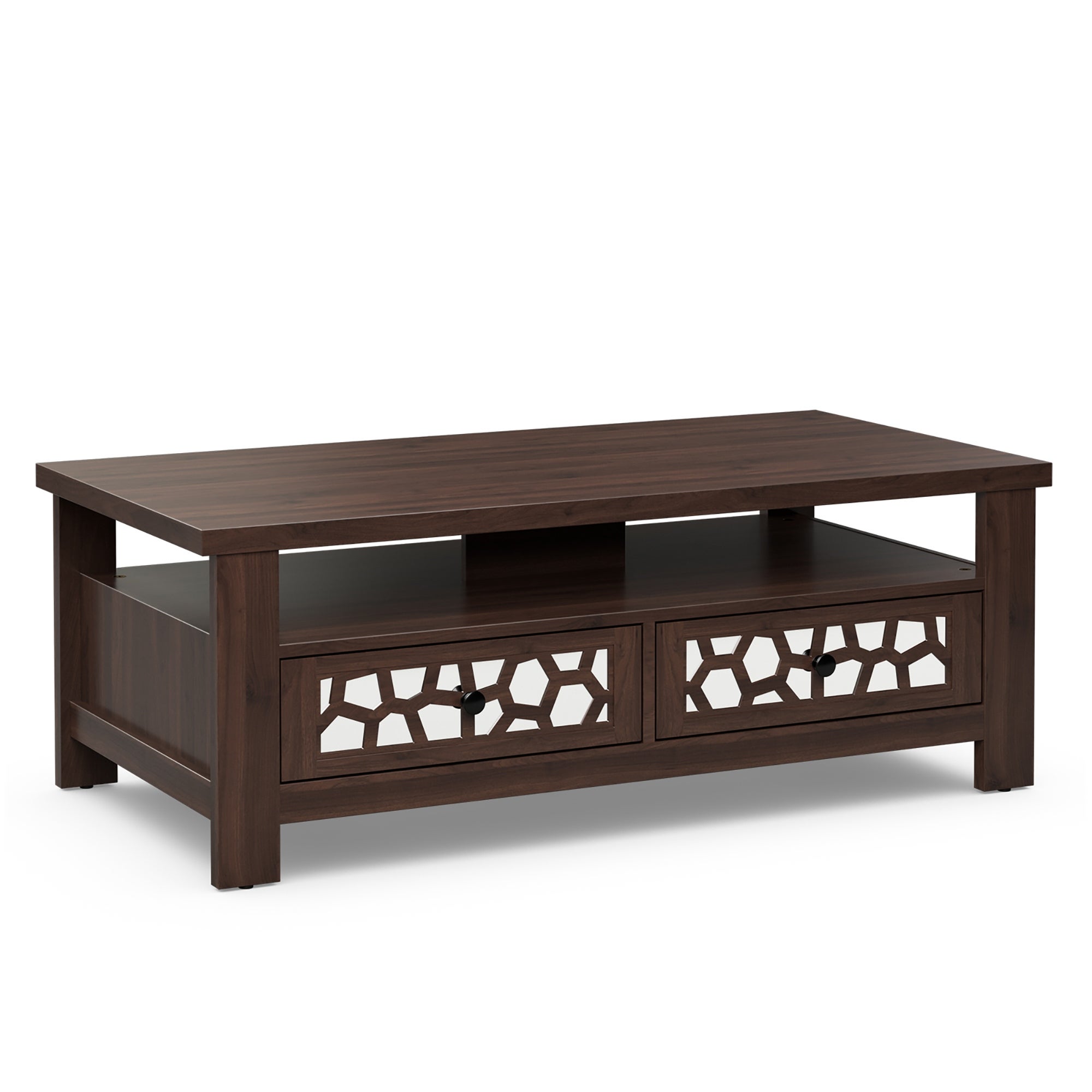Costway Coffee Table with2 Drawers and Open Shelf Modern Rectangular - See Details - Mycitystee