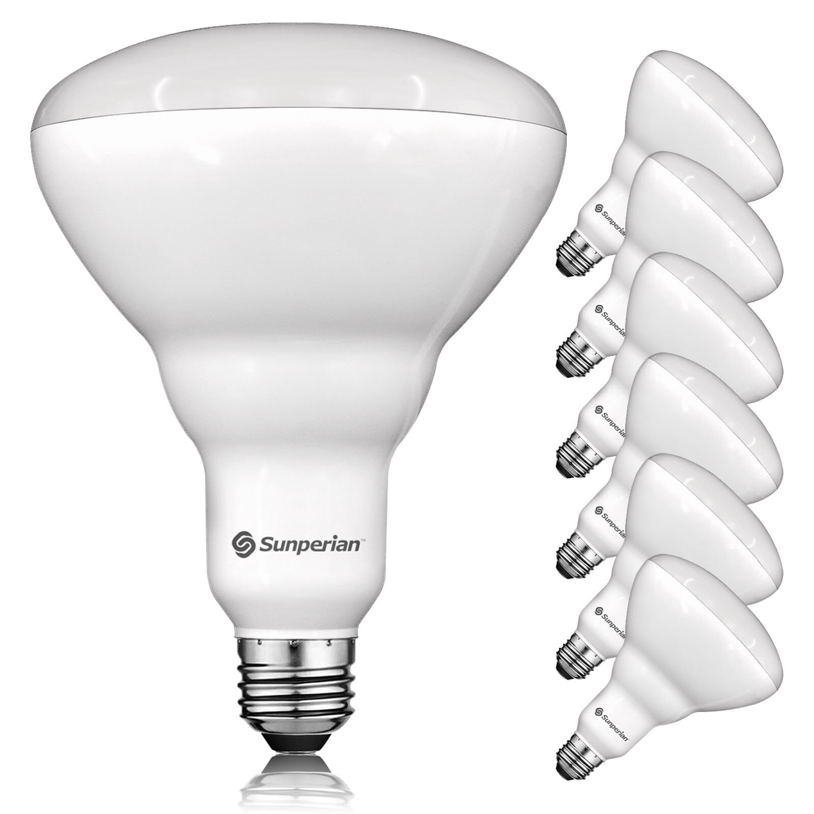 Sunperian 6 Pack BR40 LED Flood Light Bulbs 13W 1400lm Dimmable Enclosed Fixture Rated Damp Rated UL Listed E26 Base - 6 Pack - Mycitystee