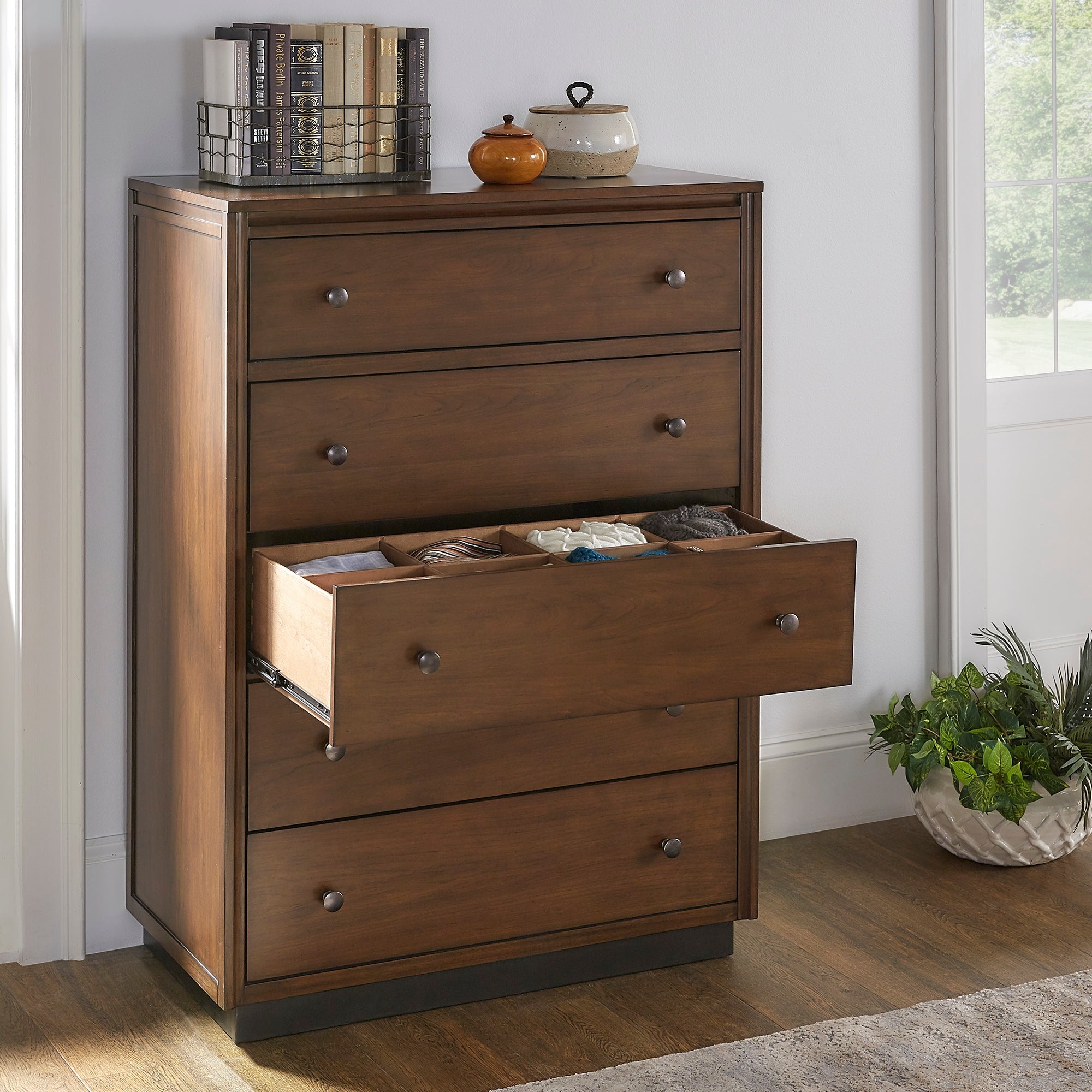 Rohan Walnut Finish 5-Drawer Modular Chest by iNSPIRE Q Modern - - 33023765 - Mycitystee
