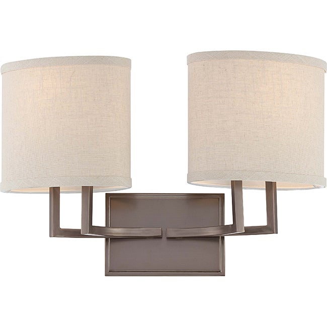 Gemin Bronze and Khaki Fabric Shadesi 2-Light Vanity Fixture - Mycitystee