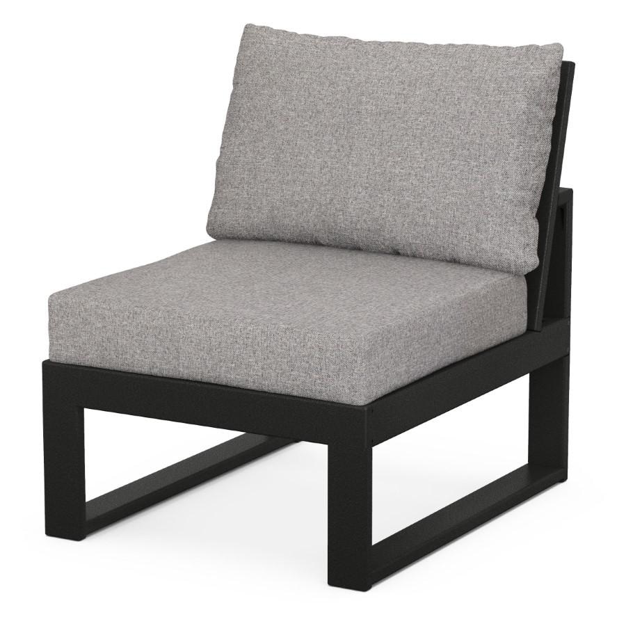 POLYWOOD Modular Armless Chair in Black / Grey Mist - Mycitystee