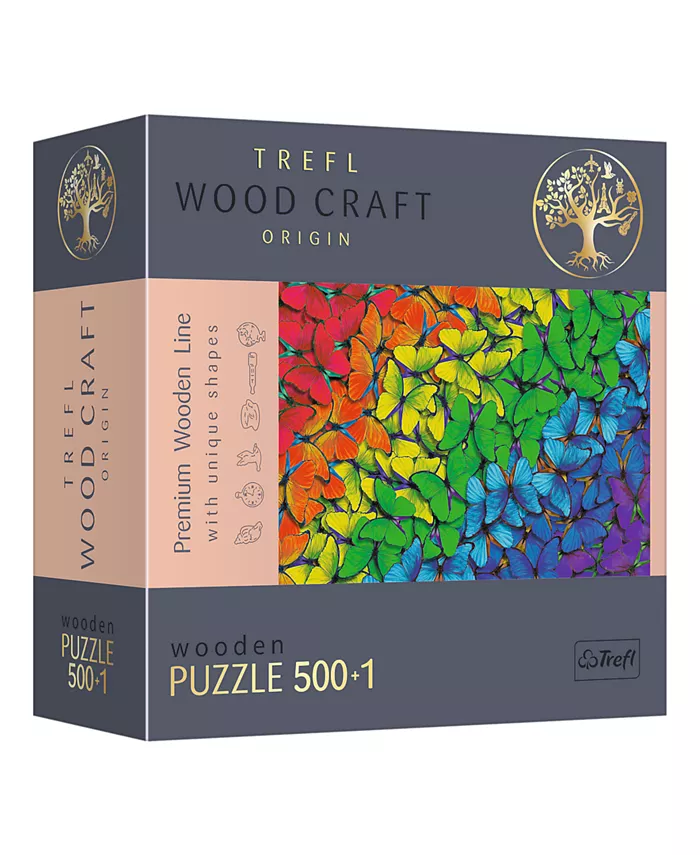 Trefl Wood Craft 501 Piece Wooden Puzzle - Rainbow Butterflies - Mycitystee