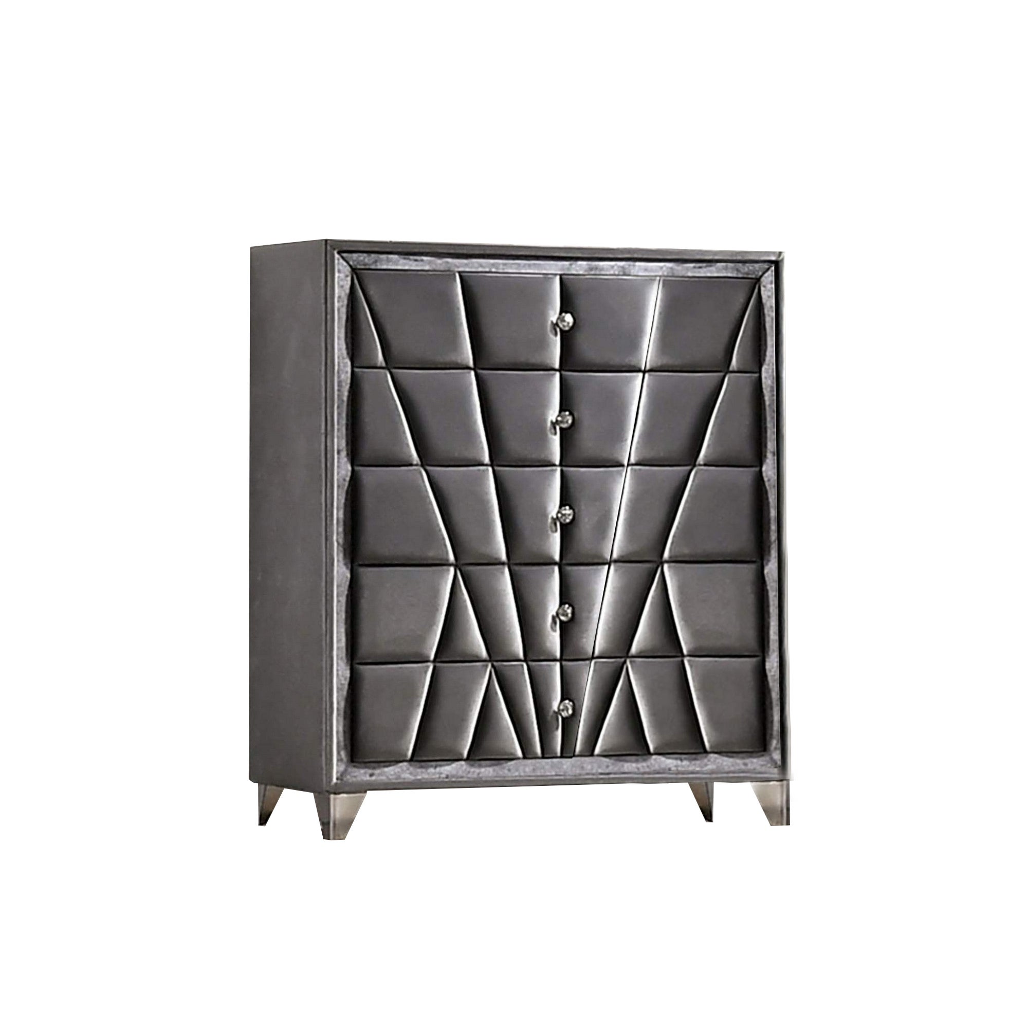 Chest with Art Deco Style and Acrylic Knobs， Gray - - 34632270 - Mycitystee