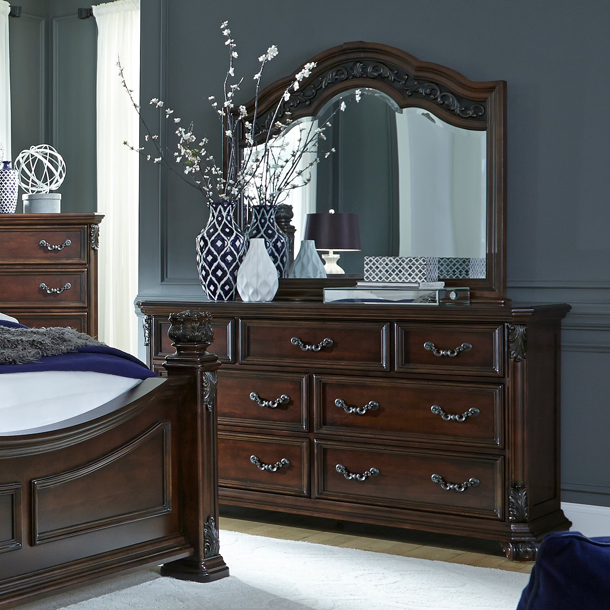 Messina Estates Cognac Dresser and Mirror - - 9614013 - Mycitystee