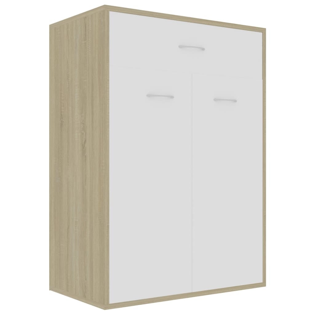 vidaXL Shoe Cabinet White and Sonoma Oak 23.6