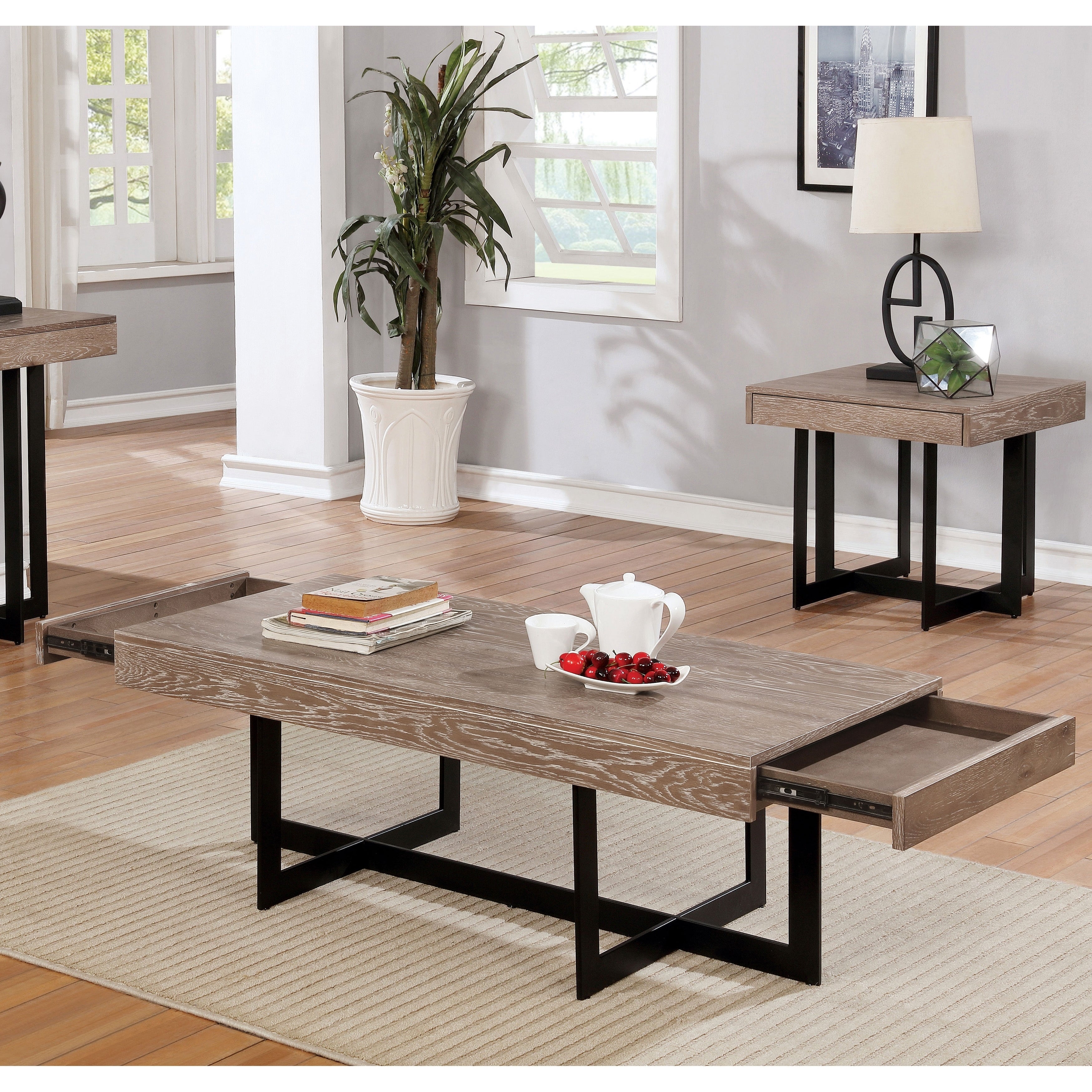 Furniture of America Levant 47-inch 2-drawer Cross Base Coffee Table - Mycitystee