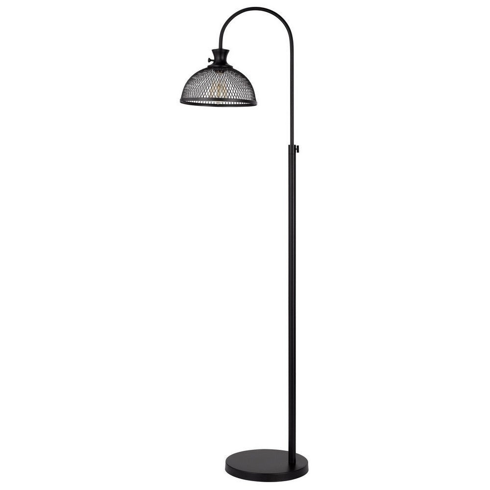 61 Inch Modern Floor Lamp， Hanging Mesh Shade， Metal Base， Black - 48 H x 11 W x 16.13 L - Mycitystee