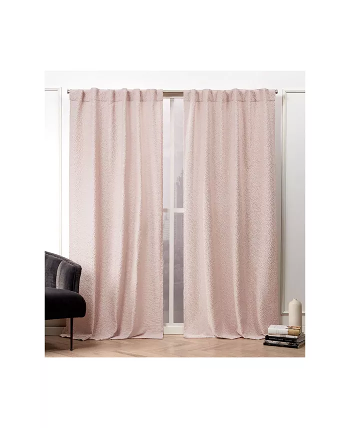 Nicole Miller Textured Matelasse Hidden Tab Top Curtain Panel Pair， 50