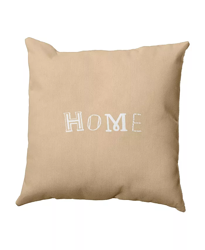 E by Design Home 16 Inch Taupe Decorative Word Print Throw Pillow - Mycitystee