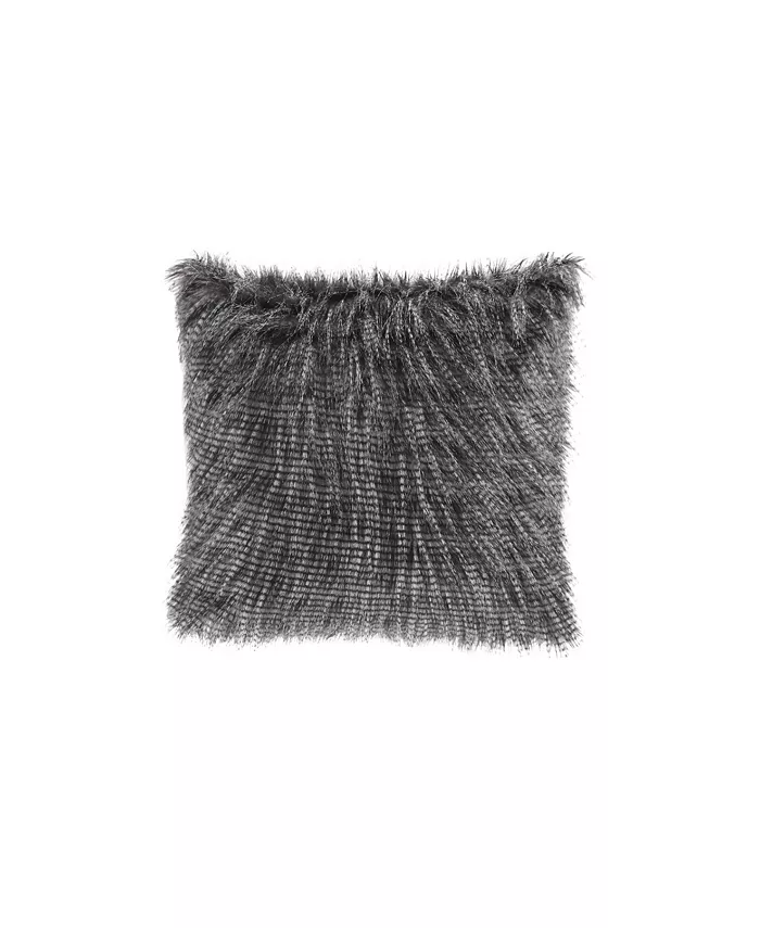 Gracie Mills Edina Faux Fur Square Pillow Black 20x20 - Mycitystee