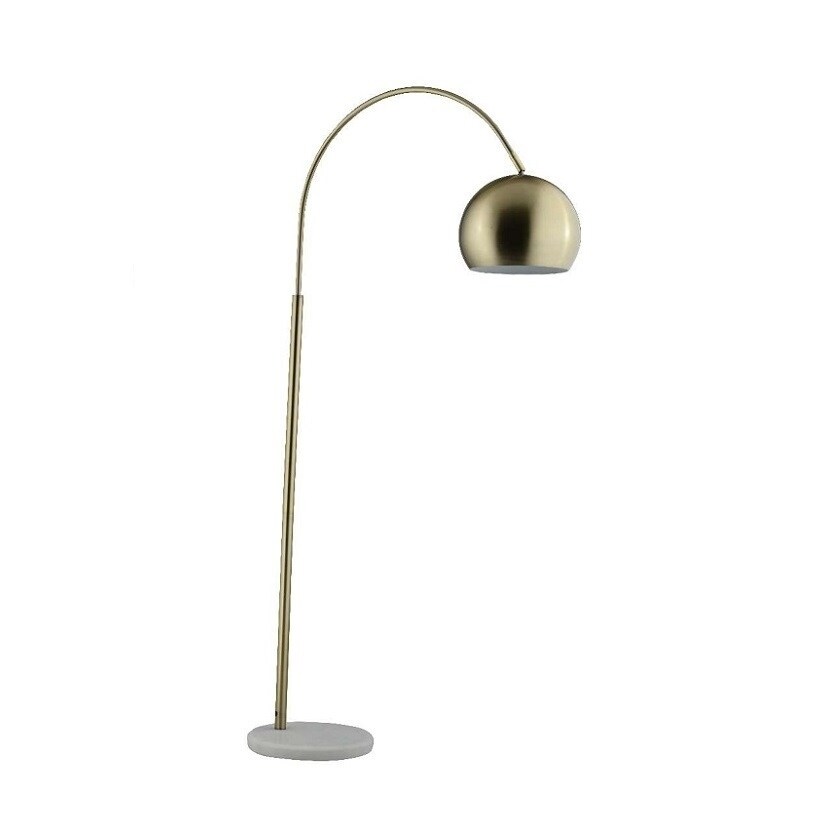 Brush Gold Finish Floor Lamp with Round White Marble - Mycitystee