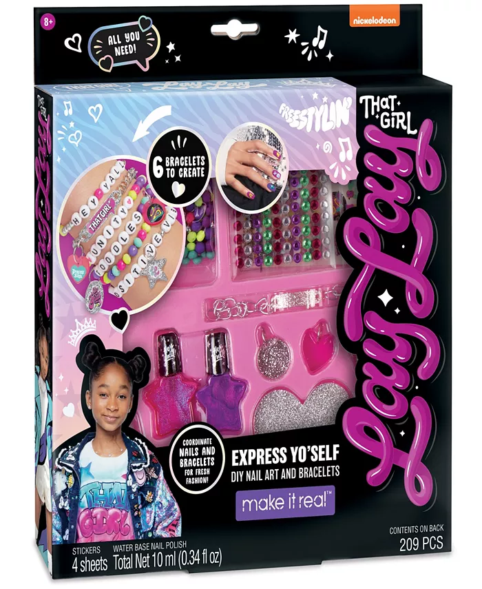 That Girl Lay Lay Express Yo Self DIY Nail Art Bracelets Kit Create 6 Bracelets， Make It Real， Nickelodeon， 209 Pieces， Coordinate Nails Bracelets For - Mycitystee