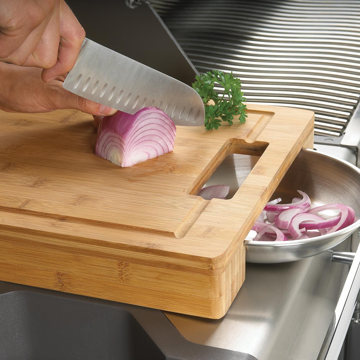 Napoleon PRO Bamboo Cutting Board With Stainless Steel Bowls - Mycitystee
