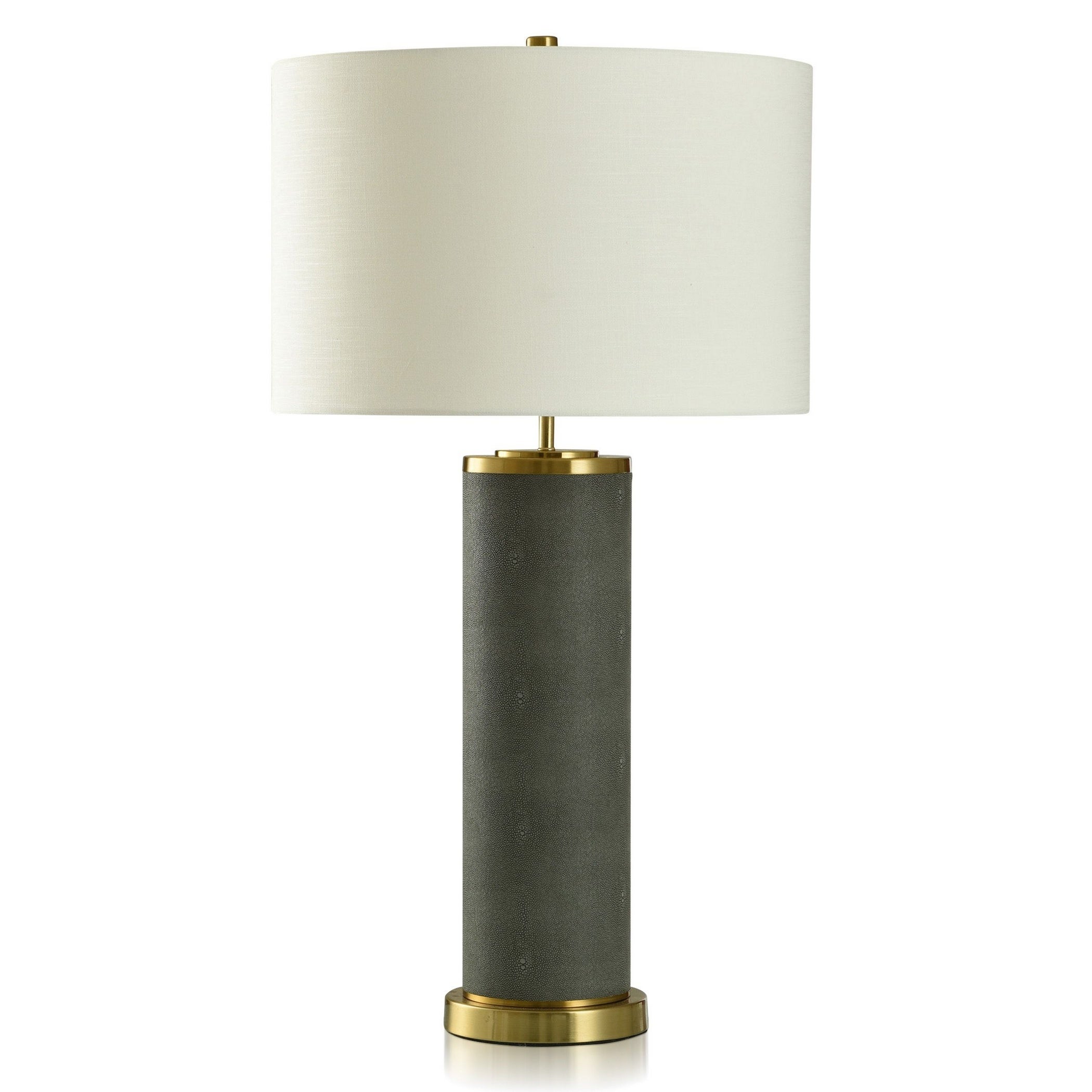Dann Foley Lifestyle - Table Lamp - Graphite Shagreen， Polished Brass Accent - Off-White Shade - Mycitystee
