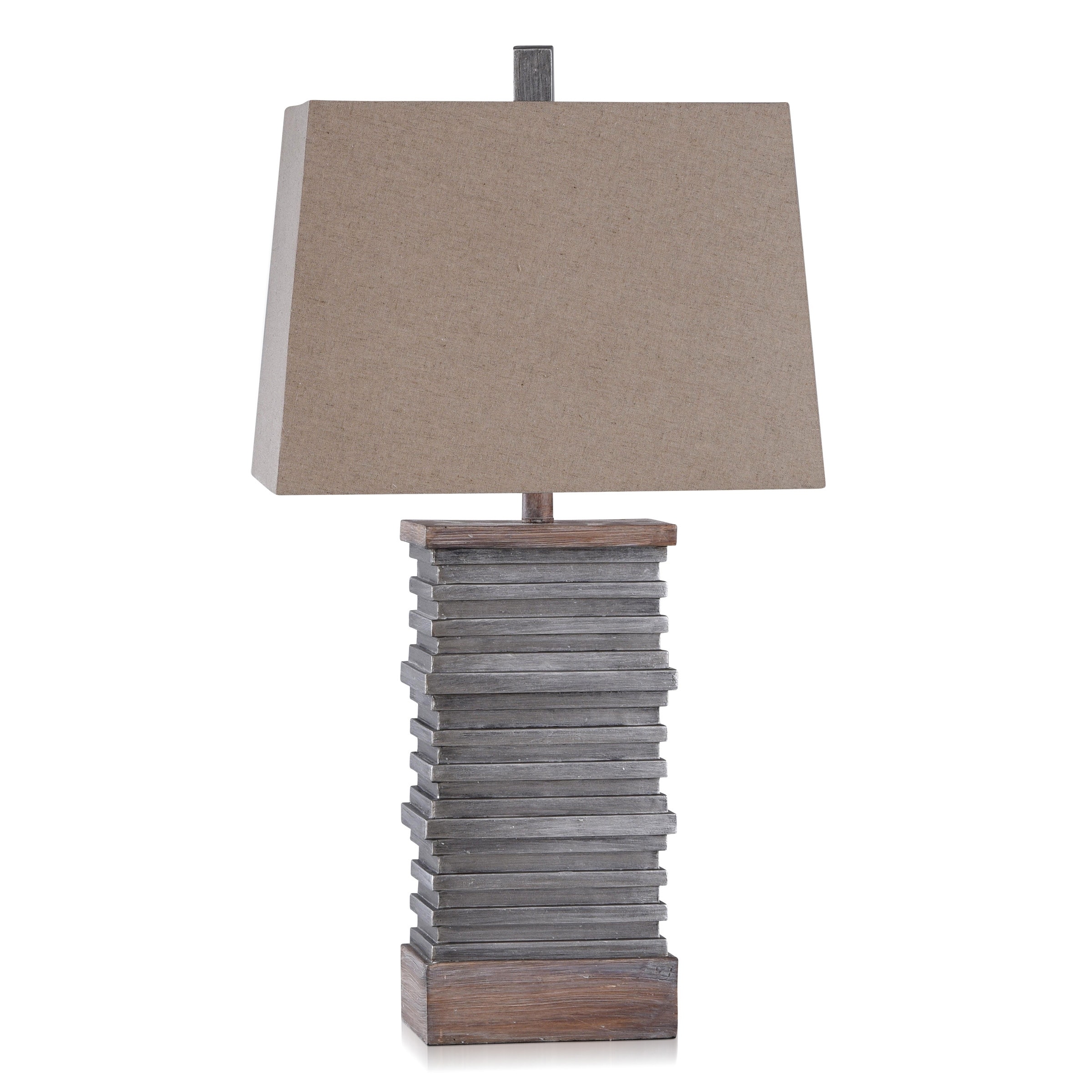 Casual Stacked Plate Design Table Lamp - Slate and Sepia - Mycitystee