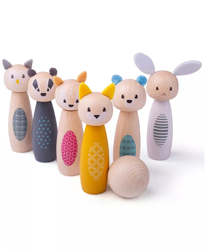 Bigjigs Toys - Woodland Animal Skittles Set， 6 Piece - Mycitystee