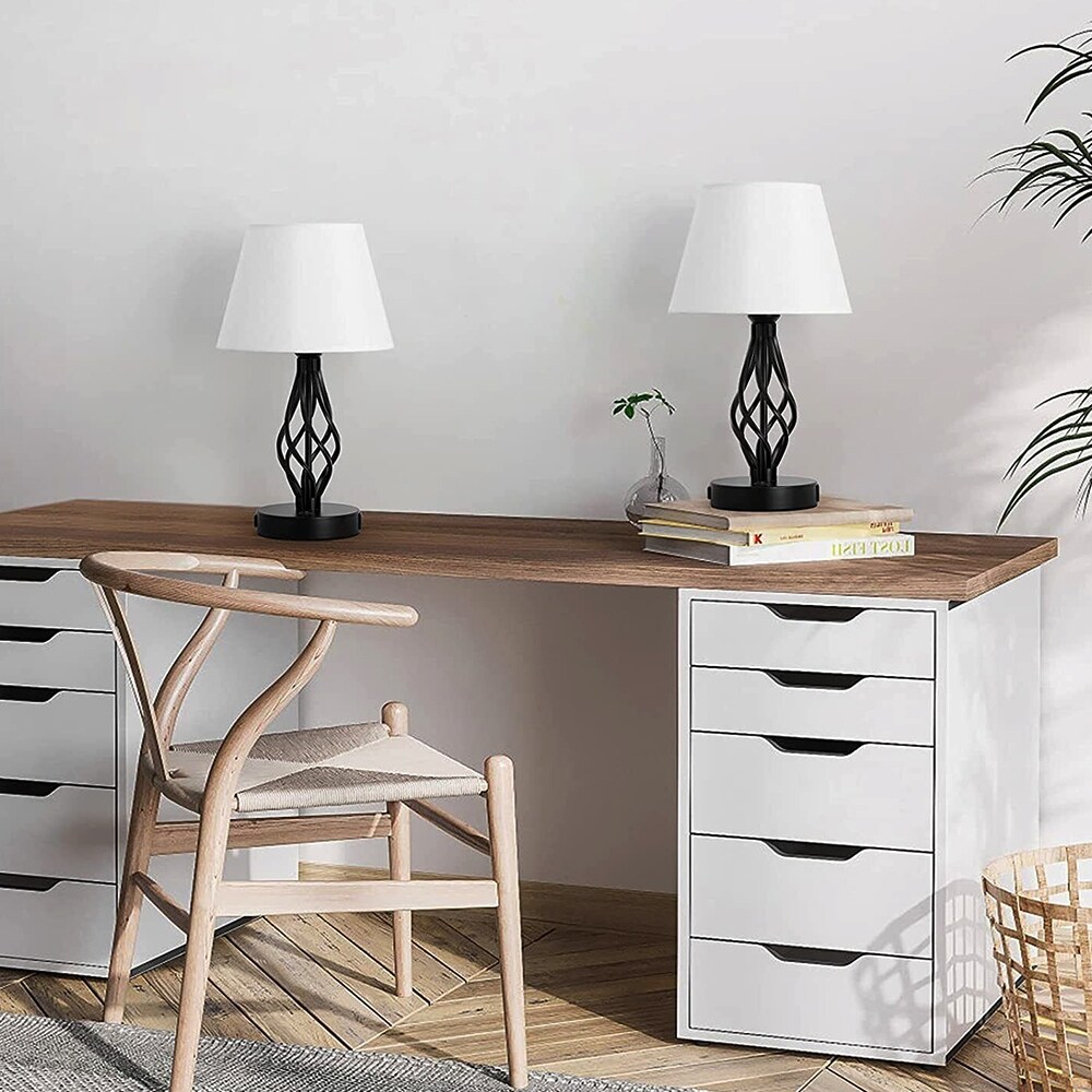 Set of 2 Modern Table Lamps Vintage Nightstand Bedside Lamps - 9.3