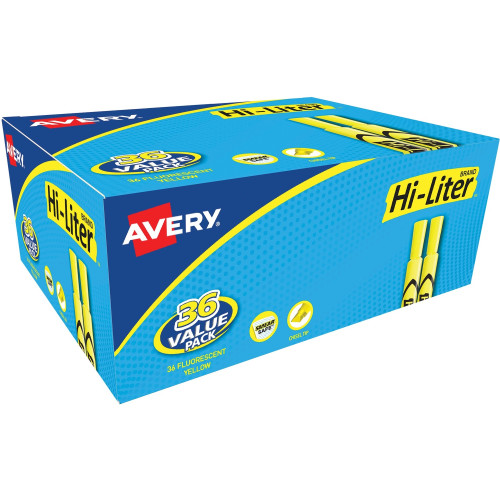 Avery Desk-Style， Fluorescent Yellow， 36 Count (98208) - Mycitystee