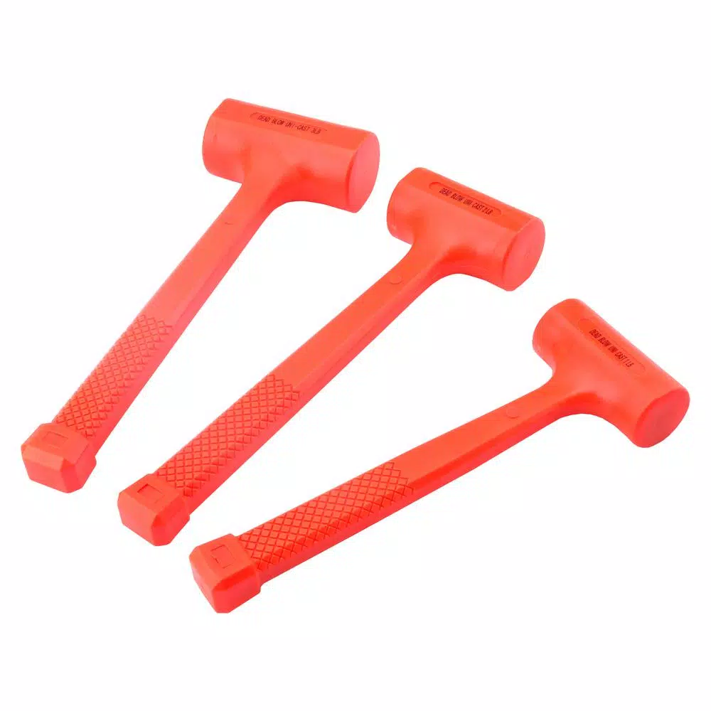 Steel Core 1 lb.， 2 lbs.， 3 lbs. 3-Piece Dead Blow Hammer Set in Neon Orange and#8211; XDC Depot - Mycitystee