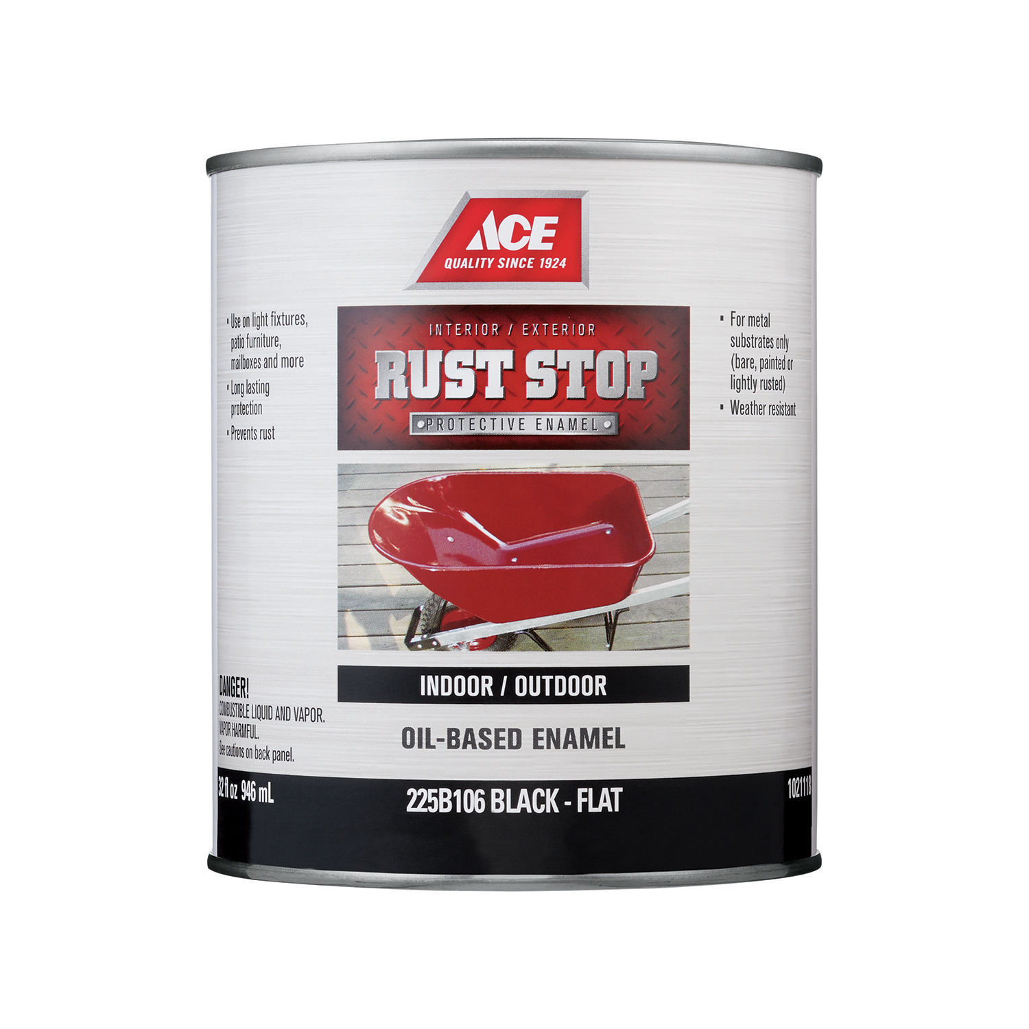 Ace Rust Stop Indoor and Outdoor Flat Black Oil-Based Enamel Rust Preventative Paint 1 qt - Mycitystee