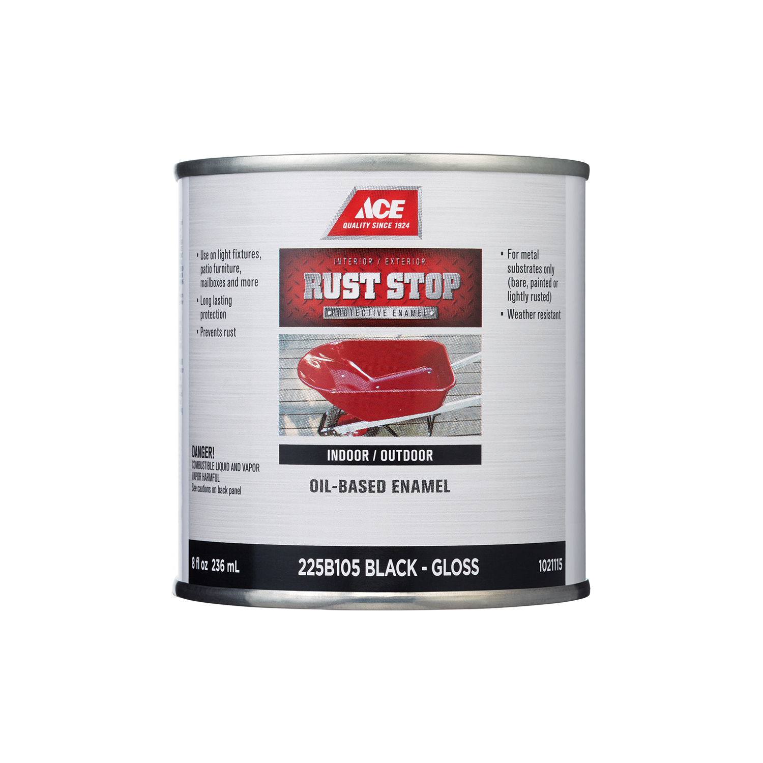 Ace Rust Stop Indoor / Outdoor Gloss Black Oil-Based Enamel Rust Preventative Paint 1/2 pt - Mycitystee