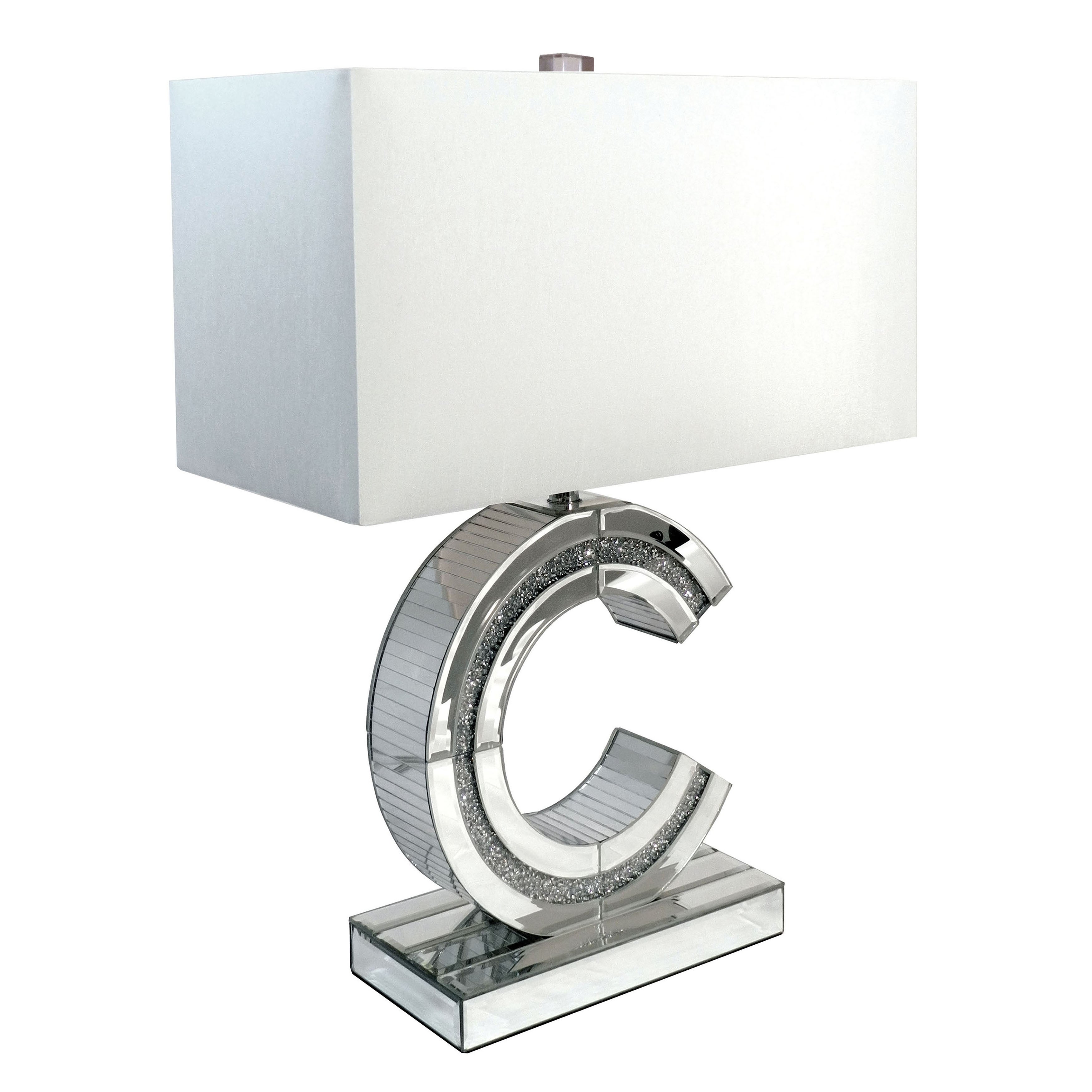 Eali Contemporary Silver and White Table Lamp by Furniture of America - Mycitystee