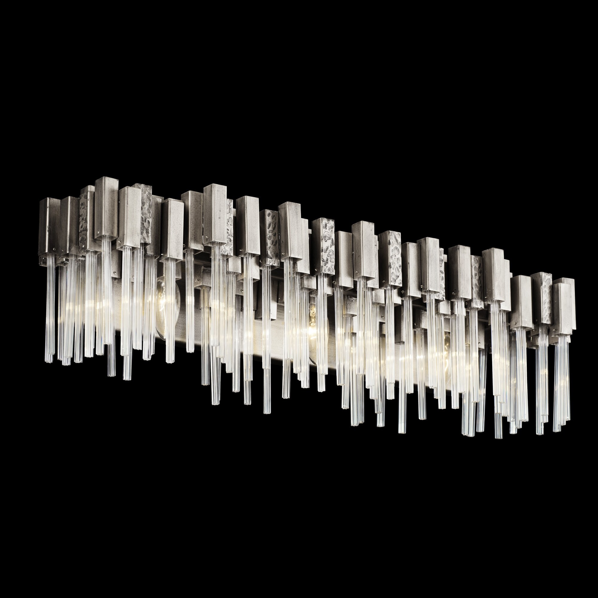 Matrix 309B03 Recycled Steel and Fluted Glass 3-Light Bath Fixture - N/A - Mycitystee
