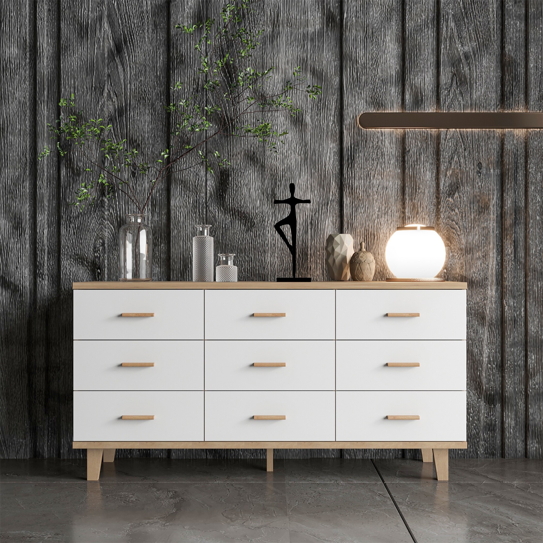 Wood Dresser Bedroom Storage Drawer Organizer Closet with 9 Drawers - - 36919680 - Mycitystee