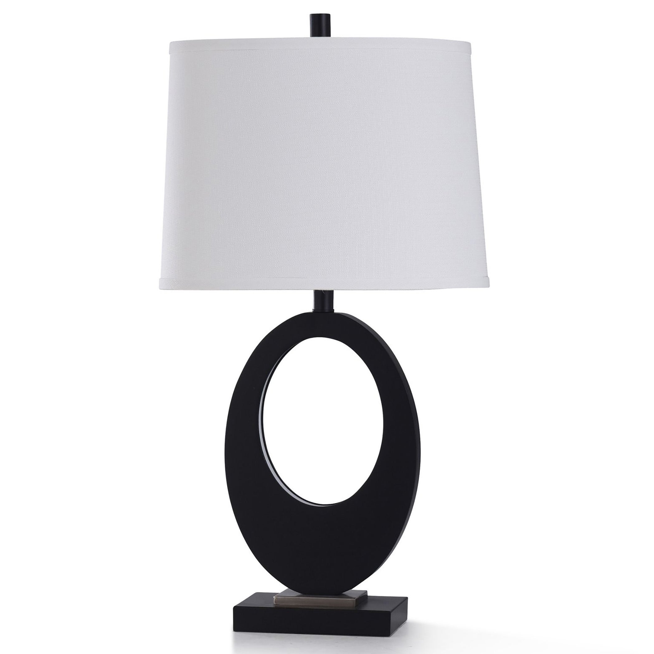 StyleCraft Fabian Black Resin and Brushed Steel Metal Table Lamp - Mycitystee