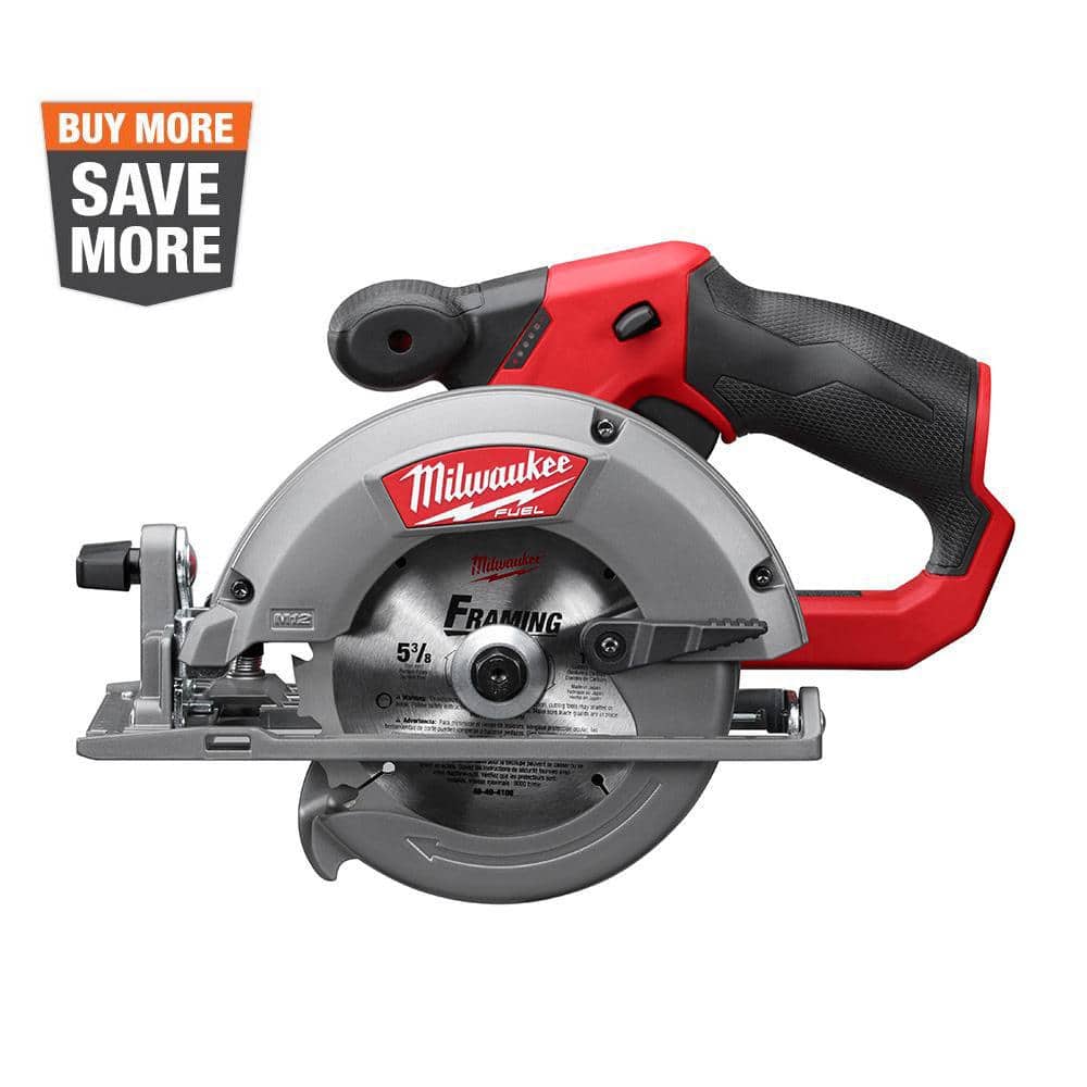 Milwaukee M12 FUEL 12V Lithium-Ion Brushless Cordless 5-3/8 in. Circular Saw (Tool-Only) w/ 16T Carbide-Tipped Metal Saw Blade 2530-20 - Mycitystee