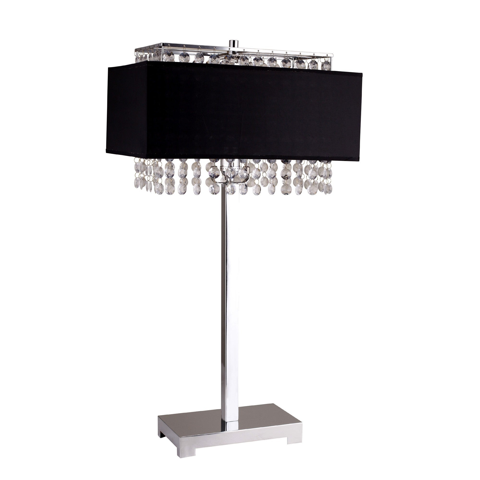 Bling Glam Black and Faux Crystal Rectangular Table Lamp - Large - Mycitystee