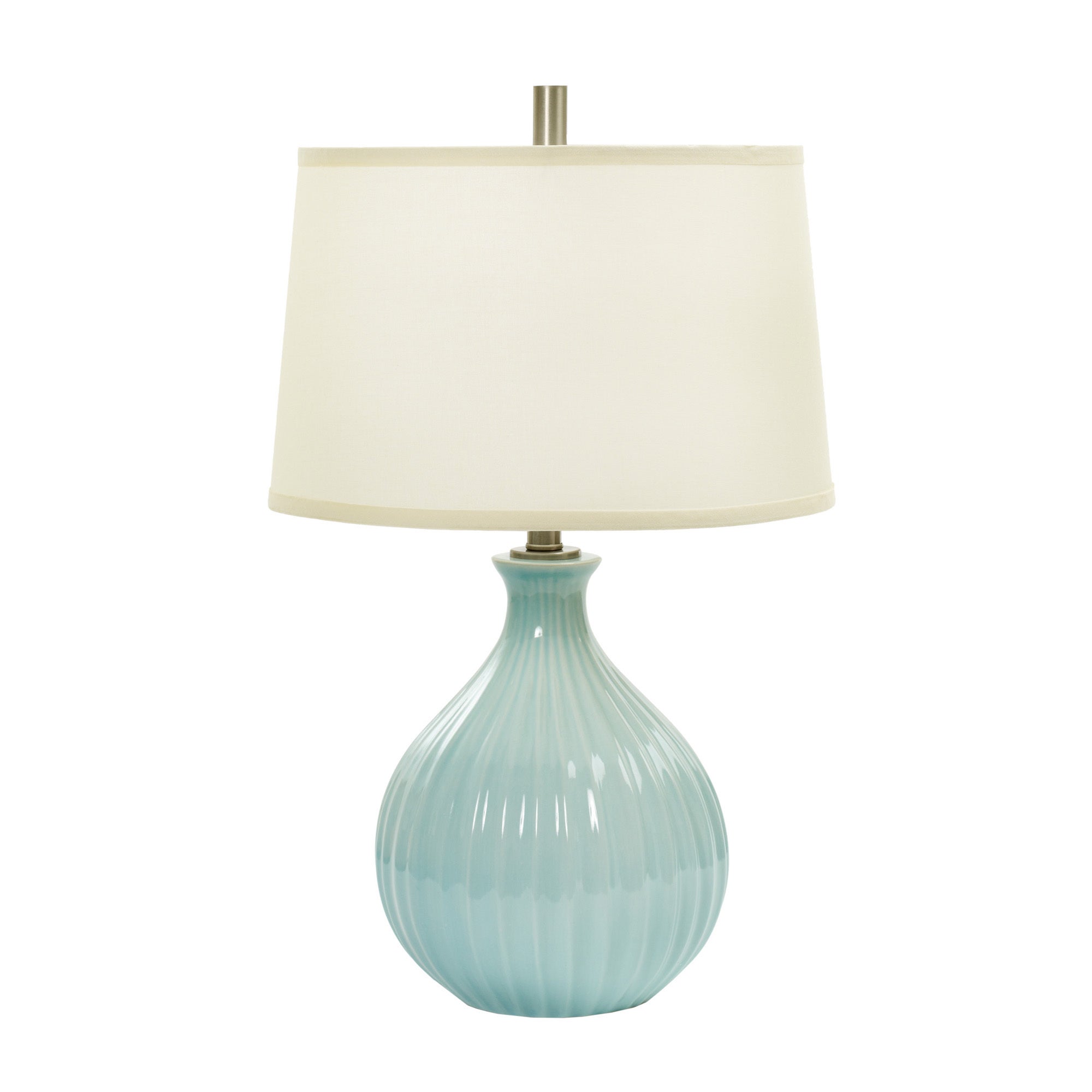 26-inch Spa Blue Crackle Ceramic Table Lamp w/Ripple Design - Mycitystee