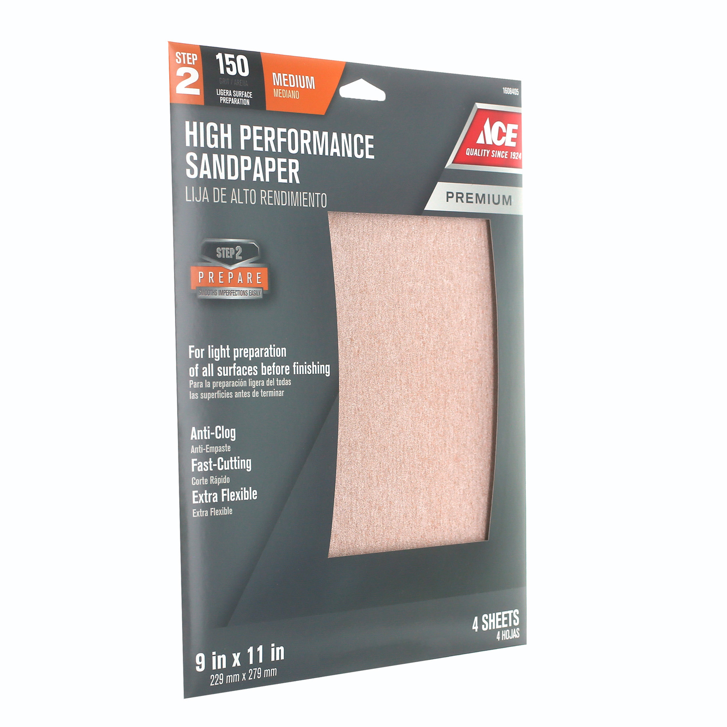 Ace 11 in. L X 9 in. W 150 Grit Aluminum Oxide Sandpaper 4 pk - Mycitystee