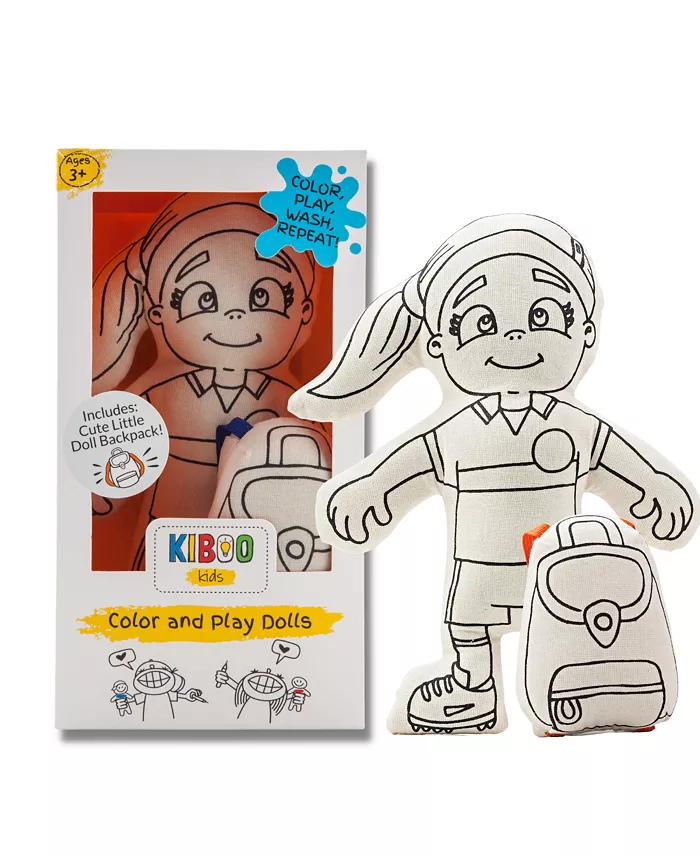 Kiboo Kids Doll and Mini Doll Backpack for Coloring - Soccer Girl - Ponytail (+markers) - Mycitystee