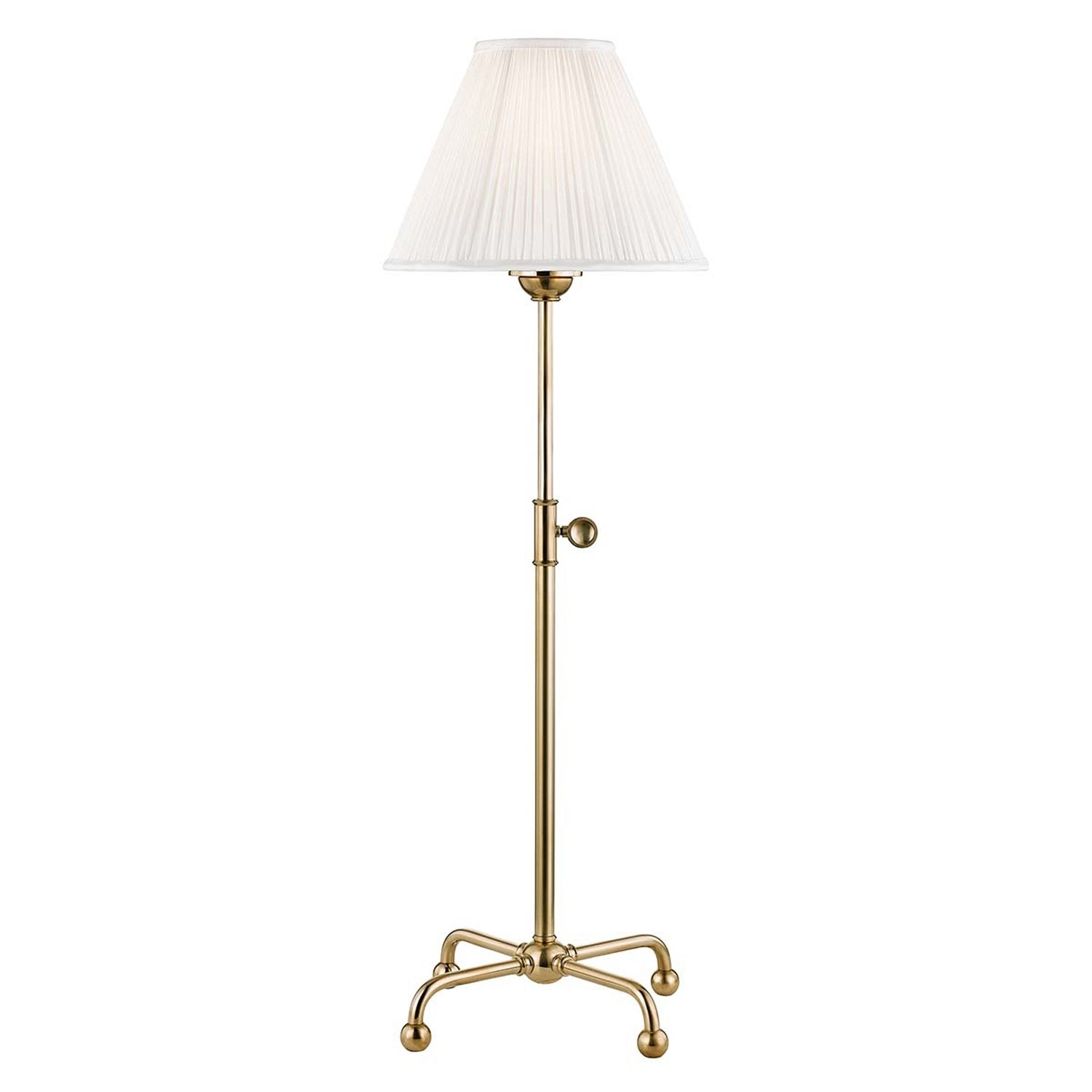 Hudson Valley Classic No.1 by Mark D. Sikes 1-light Aged Brass Table Lamp， Off-White Silk Shade - Mycitystee