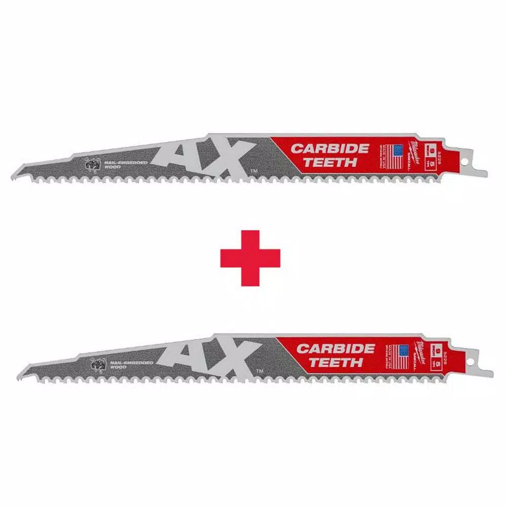Milwaukee 9 in. 5 TPI AX Carbide Teeth Demo Nail Embedded Wood Cutting SAWZALL Reciprocating Saw Blade (2-Pack) and#8211; XDC Depot - Mycitystee